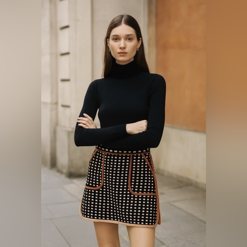 Missoni Grid Check Cotton Knit Mini Skirt